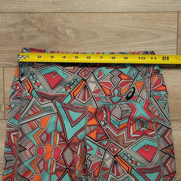 ASICS Leggings Geometric green, Peach, Pink design size SMALL - Picture 6 of 8
